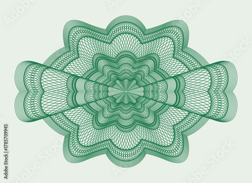 An elegant, detailed green guilloche in a vintage style.