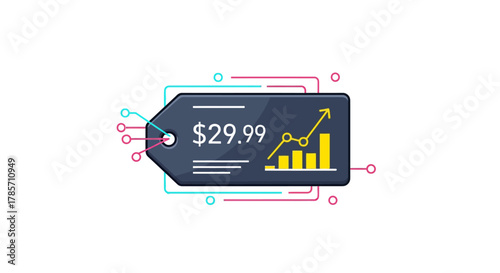 AI Price Tag Optimizer Icon — Flat Vector E-Commerce Analytics