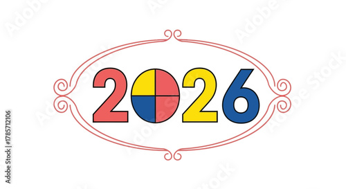 Celebrate 2026 with vibrant, modern numbers and festive design