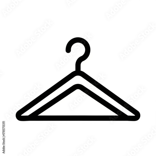 Simple black silhouette of a clothes hanger isolated on white background