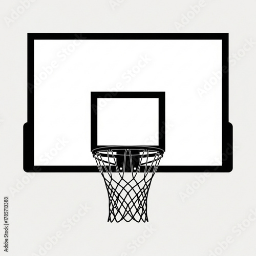 Basketball hoop and backboard silhouette isolated on white background