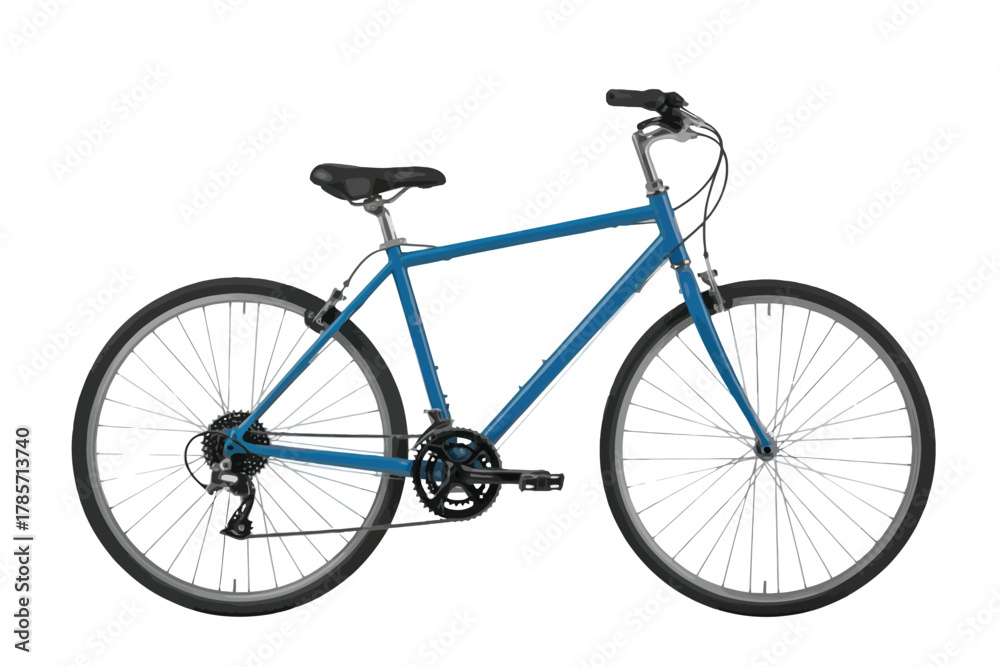 Obraz premium Blue hybrid bicycle a comfortable commuter bike isolated on white background