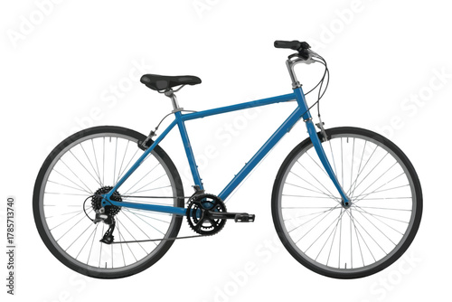 Blue hybrid bicycle a comfortable commuter bike isolated on white background