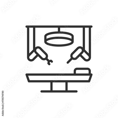 Surgical robotic arms, linear icon. Modern robotic-assisted surgery. Line with editable stroke.