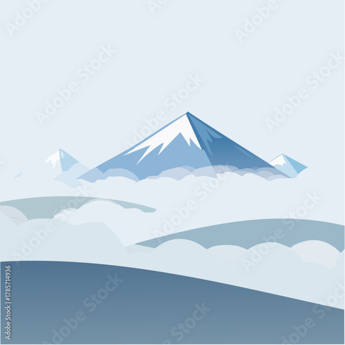 Rolling fog cascades over Hills; Mountain Peaks Poking Through Clouds