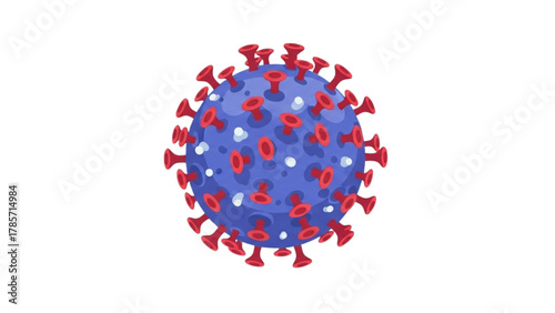Close-up illustration of a stylized coronavirus particle, medical science concept