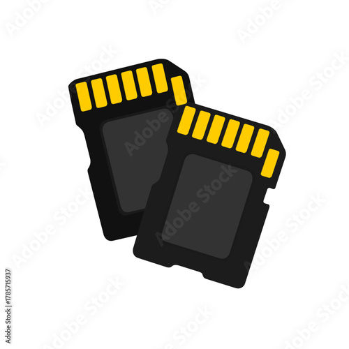 SD card bold black silhouette icon isolated on white. Secure digital memory pictogram. Data storage small device for PC, portable equipment, tool vector element for infographic, web.