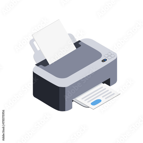 Printers with paper ready to print vector on white background