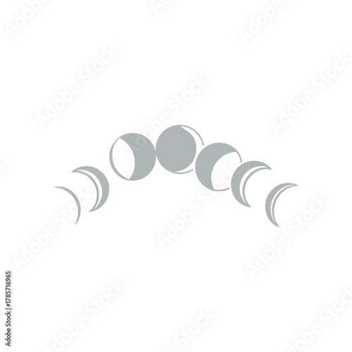 A graphic representation of the moon phases in a crescent arc.