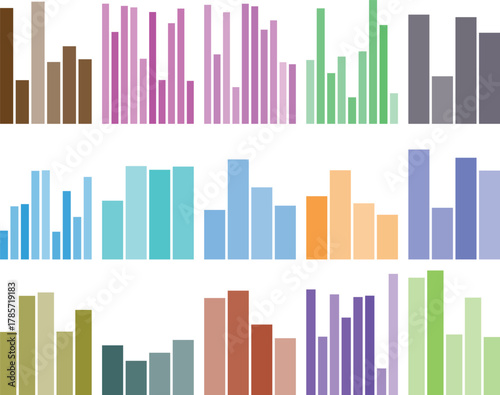 Colorful abstract bar charts representing data analysis and statistical visualization