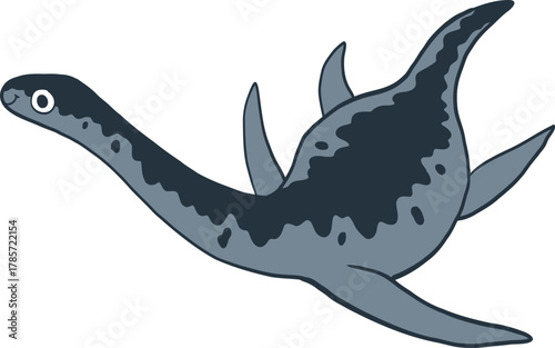 Cartoon Illustration of Loch Ness Monster