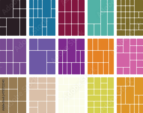 Colorful abstract geometric grid pattern with varied blocks and shapes design