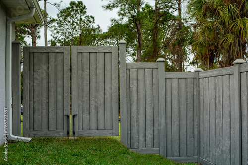 Gray Composite Fence Solid Privacy with gates