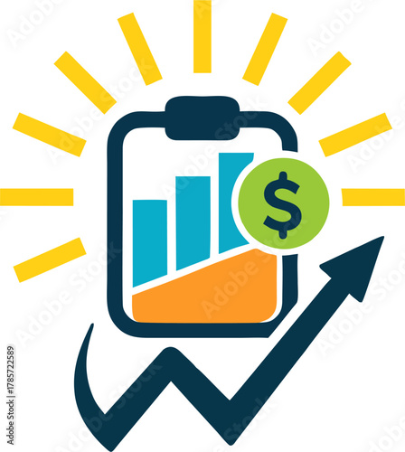 Financial Growth Success Logo Vector – Abstract Business Chart, Dollar Sign, and Upward Arrow Icon
