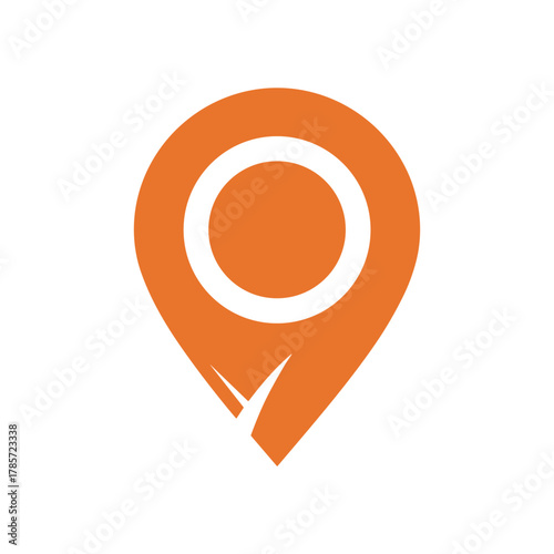 Orange location pin icon with a circular center, indicating a specific place or destination.