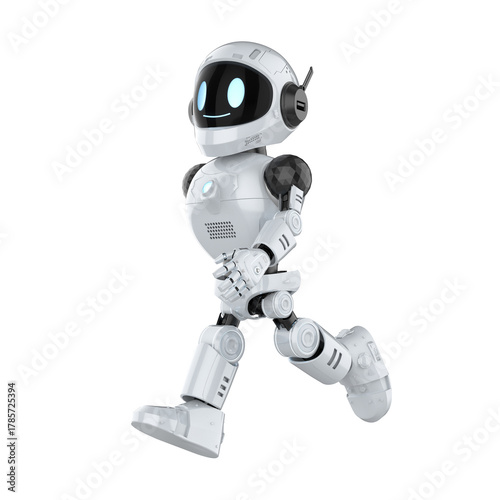 Robotic personal assistant walking on white background