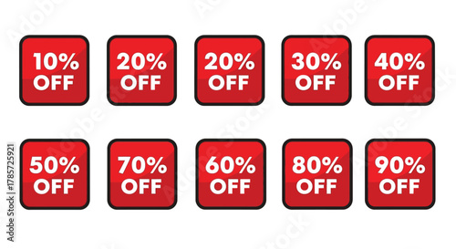 Maximize savings with red discount tags for promotional marketing needs