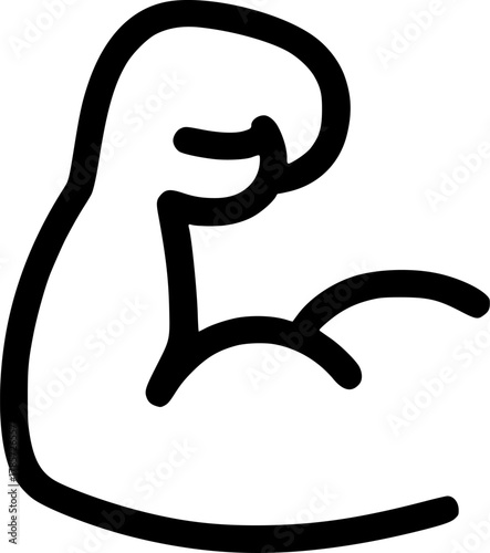An outline icon representing physical strength, power, muscle, confidence, capability, and competence or skill
