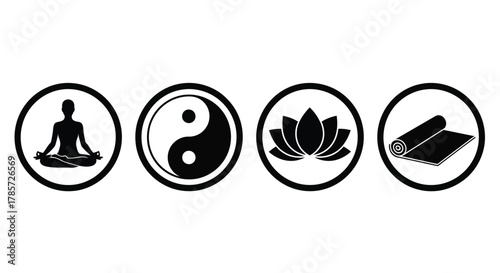 Find your zen with yoga icons for health, wellness, and inner peace