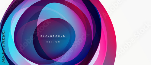 Abstract concentric circles, vibrant colors, modern design. Center text reads background design. Gradient shades create dynamic visual effect.