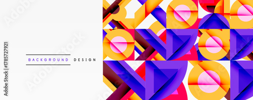 Abstract geometric pattern. Vibrant colors create modern design. White space offers contrast, text reads background design.
