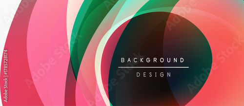 Abstract colorful layers create dynamic visual effect. Overlapping shapes suggest movement, depth, modern aesthetic. Text reads background design.