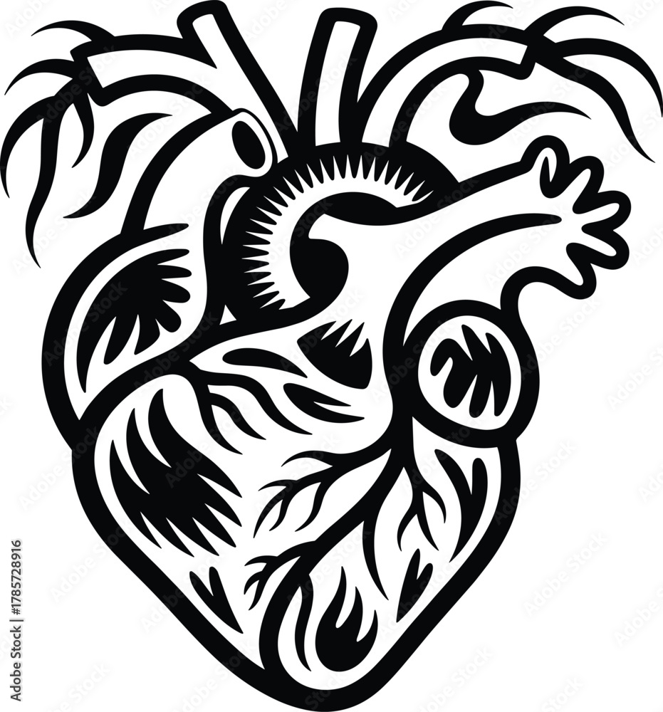 Fototapeta premium Anatomical heart svg, Medical heart svg