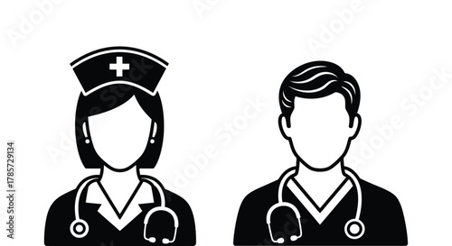 Essential nurse and doctor icons for healthcare design projects now