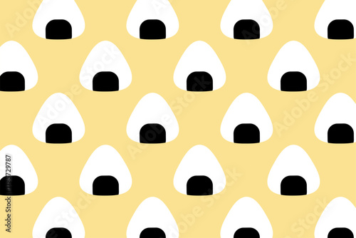onigiri pattern background. Japanese food seamless pattern. onigiri rice balls illustration. Onigiri Japanese Food Pattern background. Japanese rice balls seamless pattern background.