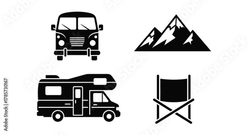 Plan your stunning outdoors adventure with this camping icon set