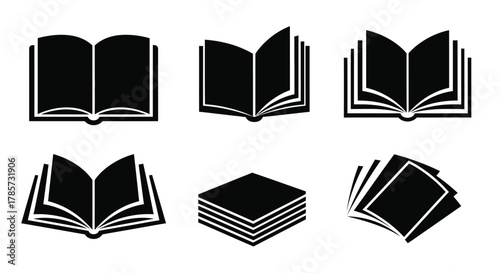 Open book icons for education projects and creative graphic design use