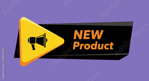 Announcing new product launch with megaphone icon for marketing buzz