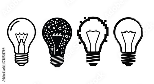 Modern lightbulbs illustrate creative ideas and innovative solutions