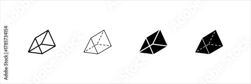 Triangular prism vector. Geometric Shapes for Preschool or Primary School Children. Can be used for web, logo, mobile app, UI, UX. Perfect and clean. Triangular prism isolated white background