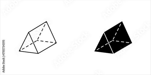 Triangular prism vector. Geometric Shapes for Preschool or Primary School Children. Can be used for web, logo, mobile app, UI, UX. Perfect and clean. Triangular prism isolated white background