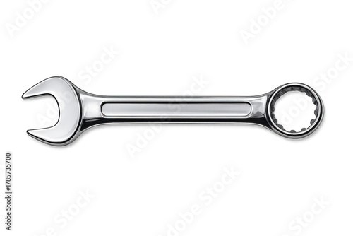 Chrome combination wrench tool on transparent background representing repair, maintenance, and expert craftsmanship