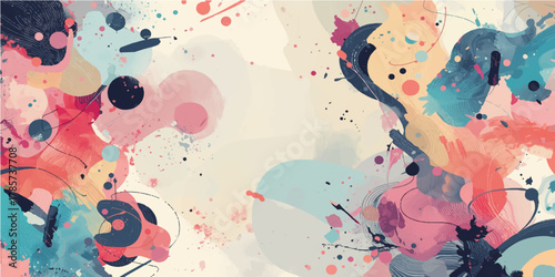 Abstract colorful watercolor background with splatter and ink texture for artistic design and illustration element