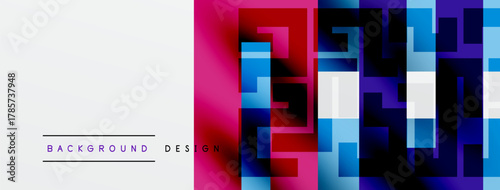 Abstract geometric pattern. Vibrant colors blend, creating modern design. White space offers contrast, text placement possible.