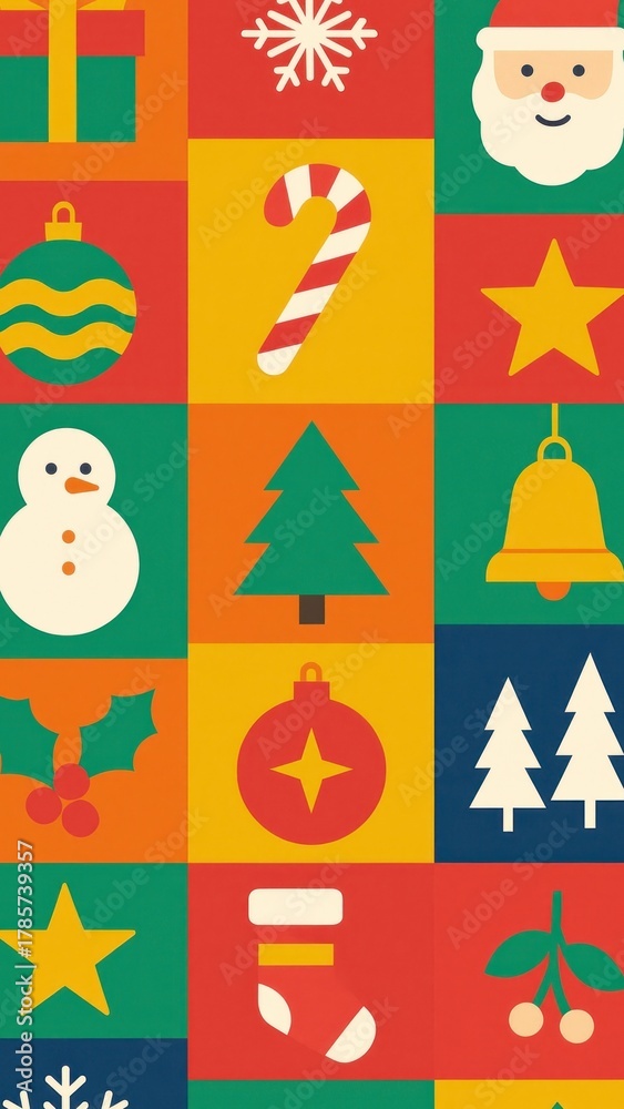 Fototapeta premium Festive colorful holiday icons mobile wallpaper