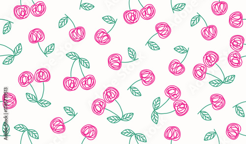 Cute cherry fruits pattern background vector design