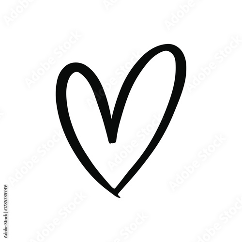 Hand Drawn Heart Outline Minimal Vector Illustration