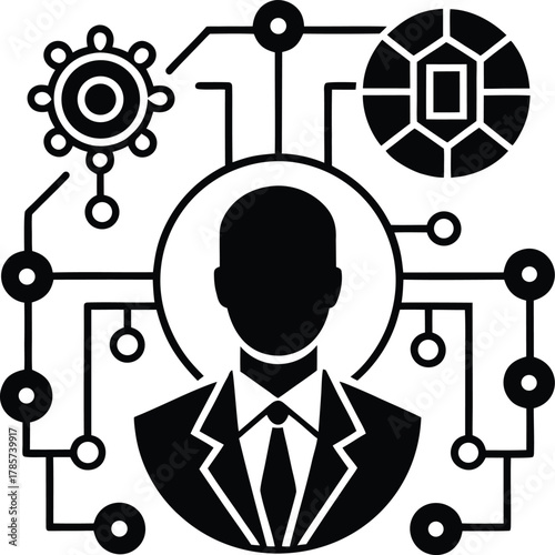 Adobe Illustrator Artwork Big data and AI technology, Business intelligence and AI data science, Automating data processing, Machine learning and business intelligence, AI driven data processing, KPI 