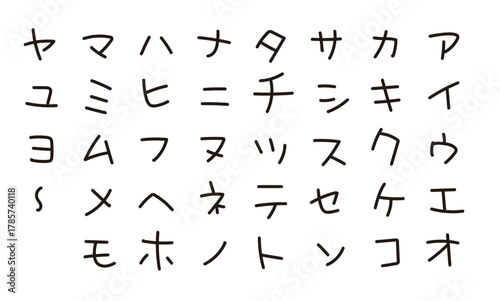 かわいいカタカナ　日本語　手書き文字