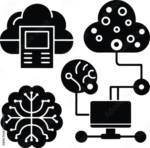 Adobe Illustrator Artwork Big data and AI technology, Business intelligence and AI data science, Automating data processing, Machine learning and business intelligence, AI driven data processing, KPI 
