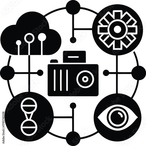 Adobe Illustrator Artwork Big data and AI technology, Business intelligence and AI data science, Automating data processing, Machine learning and business intelligence, AI driven data processing, KPI 