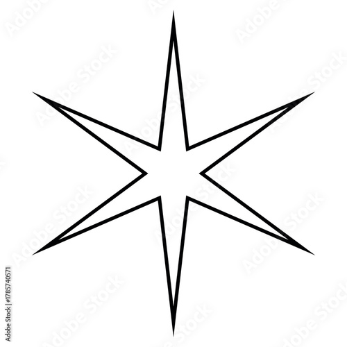 six pointed geometric star icon for heraldic, logo, decorative use