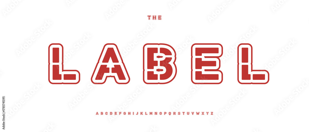 Fototapeta premium Rounded stencil font logo alphabet urban blocks typography, minimal cutout contour letters for military army title text, sport creative poster headline, geometric graffiti branding. Vector typeset