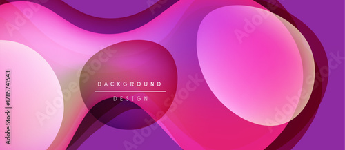 Abstract pink purple layers create flowing dynamic background. Text reads background design. Modern aesthetic, vibrant colors.
