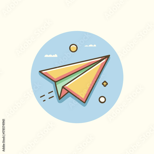 A 2D Graphic of a Paper Airplane Ready to Send Flat