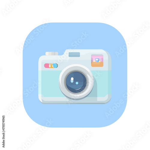 2D graphic icon of a simple camera app design element